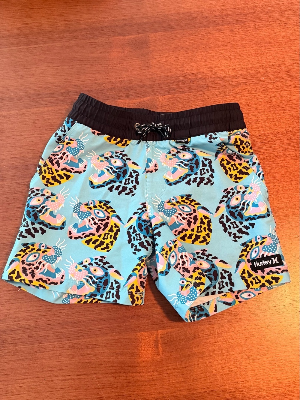 Hurley Boys Blue Leopard Swim Shorts Bathing Suit XS